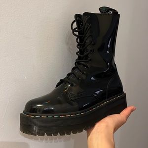 Dr. Martens Jadon Hi Rainbow Patent Platform Boots, Sz 9 US W